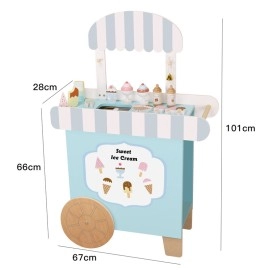New Wood Play House Toy Wooden Ice Cream Cart Stall