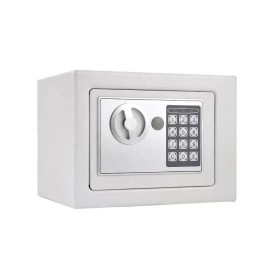 Safe Box with Key and Pin Code option (White) (H17 x W23 x  D17)