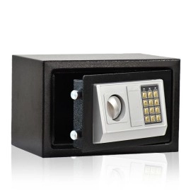 Safe Box, Money Safe Box For Home Office With Key And Pin Code Keypad (Black) (H25 x W35 x D25)