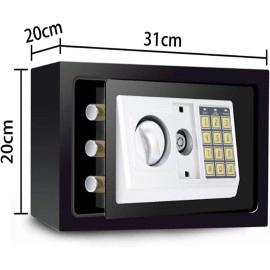 Safe Box, Money Safe Box for Home Office with Key and Pin Code Keypad (H20 x W31 x D20)