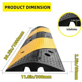 Rubber Speed Bumps 2 Channel Heavy Duty with 4 Bolts (1 Pack)