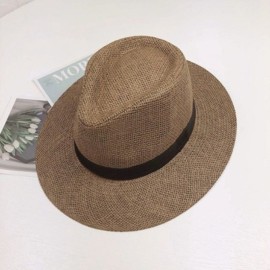 Panama Straw Hats for Women Summer Beach Sun Hat  Cowboy  (Coffee)
