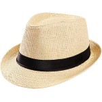Panama Straw Hats for Women Summer Beach Sun Hat  Cowboy (Khaki)